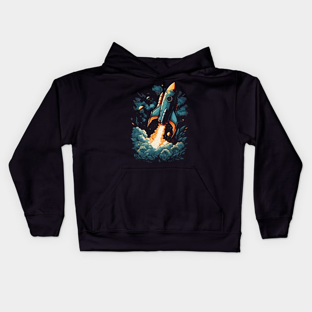 Rocket Launch Kids Hoodie by vamarik